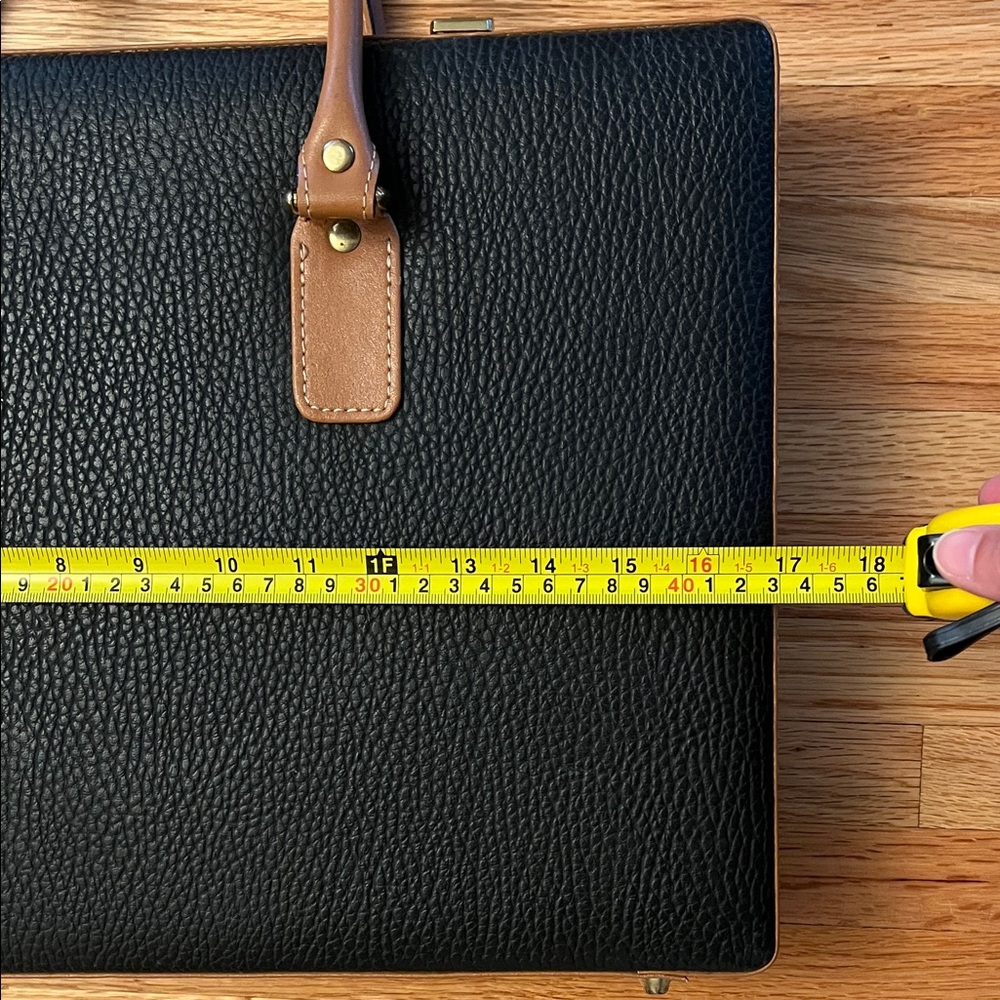 Geoffrey Beene Black leather Briefcase with Brown Handles - Picture 9 of 10